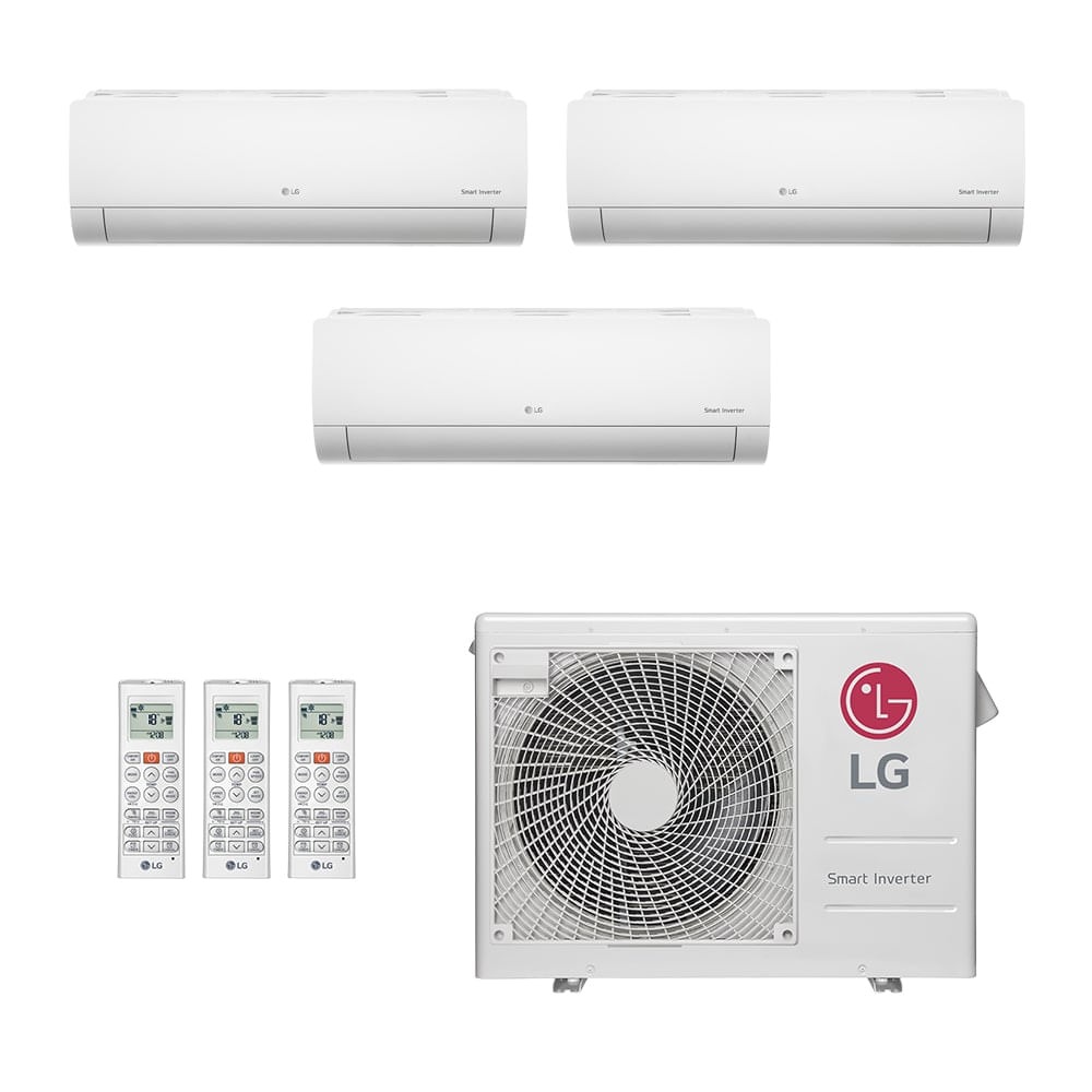 Ar-Condicionado Multi Split Inverter LG 24.000 BTUs (2x Evap HW 9.000 + 1x Evap HW 12.000) Quente/Frio 220V