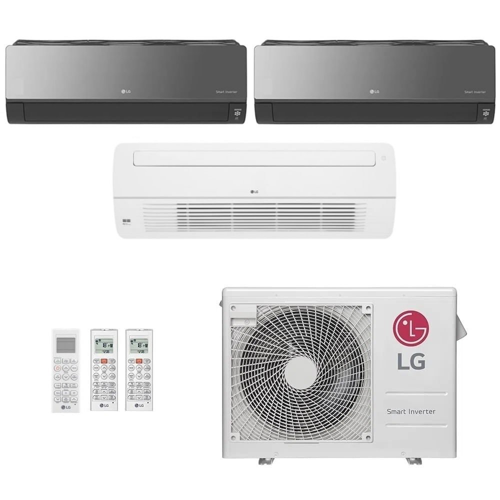 Ar-Condicionado Multi Split Inverter LG 24.000 BTUs (2x Evap HW Artcool 9.000 + 1x Evap Cassete 1 Via 18.000) Quente/Frio 220V