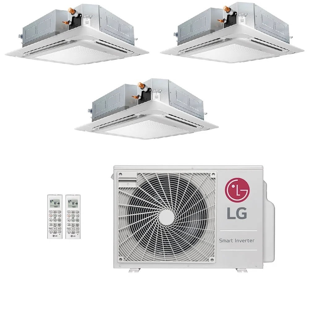 Ar-Condicionado Multi Split Inverter LG 24.000 BTUs (3x Evap Cassete 4 Vias 9.000) Quente/Frio 220V