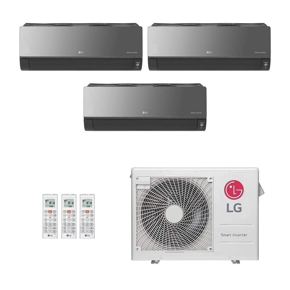Ar-Condicionado Multi Split Inverter LG 24.000 BTUs (3x Evap HW Artcool 12.000) Quente/Frio 220V