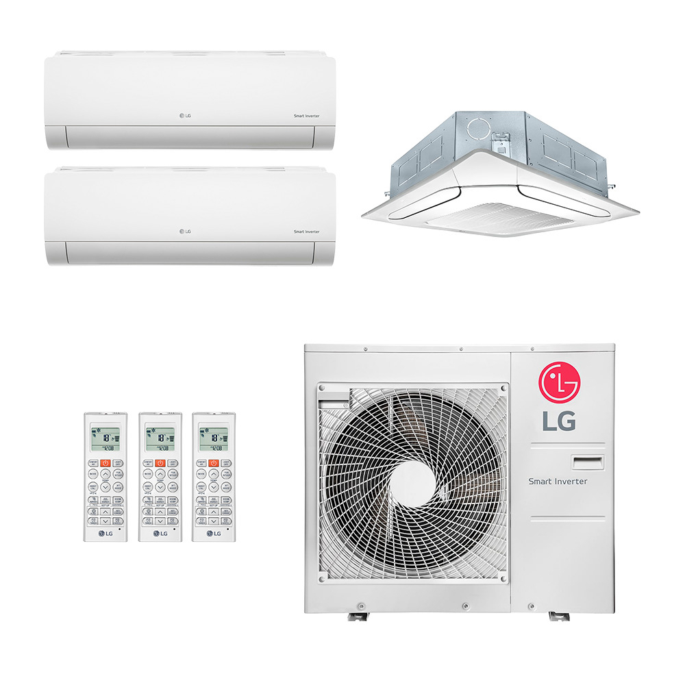 Ar-Condicionado Multi Split Inverter LG 30.000 (2x Evap HW 9.000 + 1x Evap Cassete 4 Vias 24.000) Quente/Frio 220V