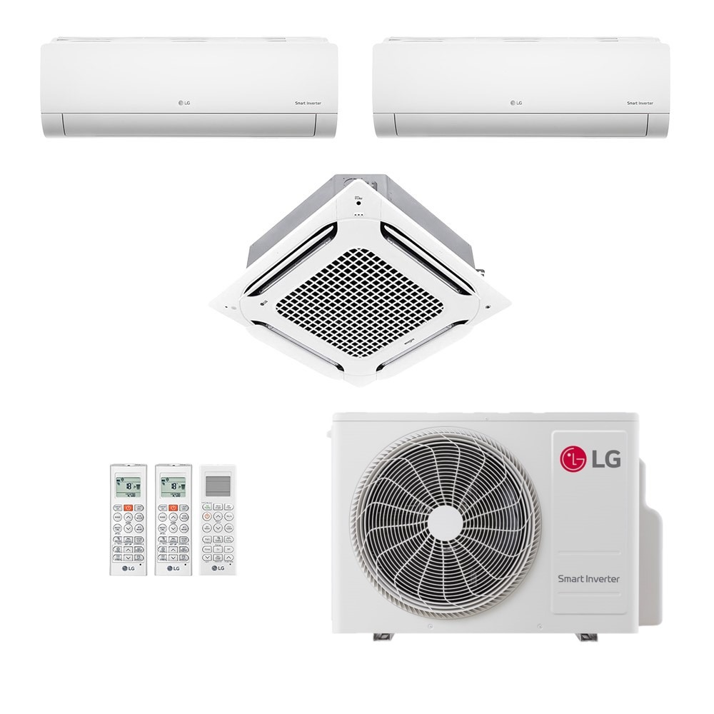 Ar-Condicionado Multi Split Inverter LG 30.000 (2x Evap HW 9.000 + 1x Evap Cassete 4 Vias 24.000) Só Frio 220V