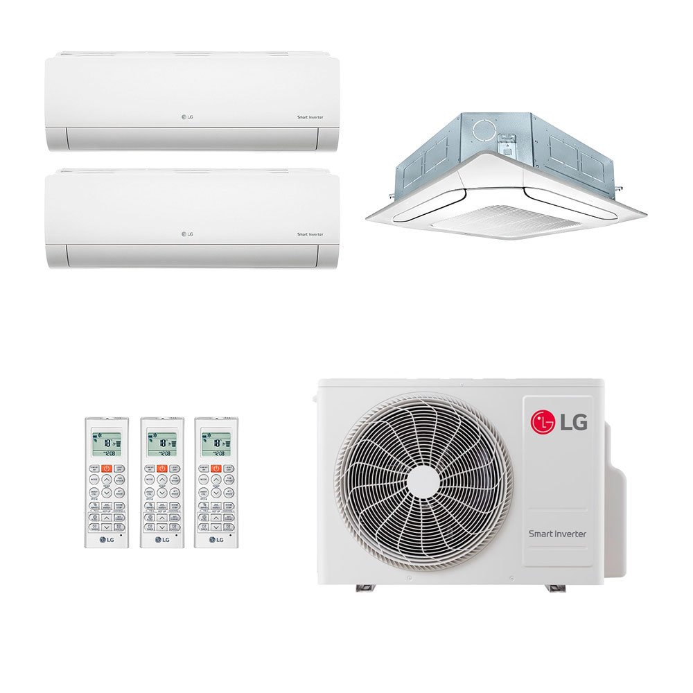 Ar-Condicionado Multi Split Inverter LG 30.000 (2x Evap HW 9.000 + 1x Evap Cassete 4 Vias 24.000) Só Frio 220V