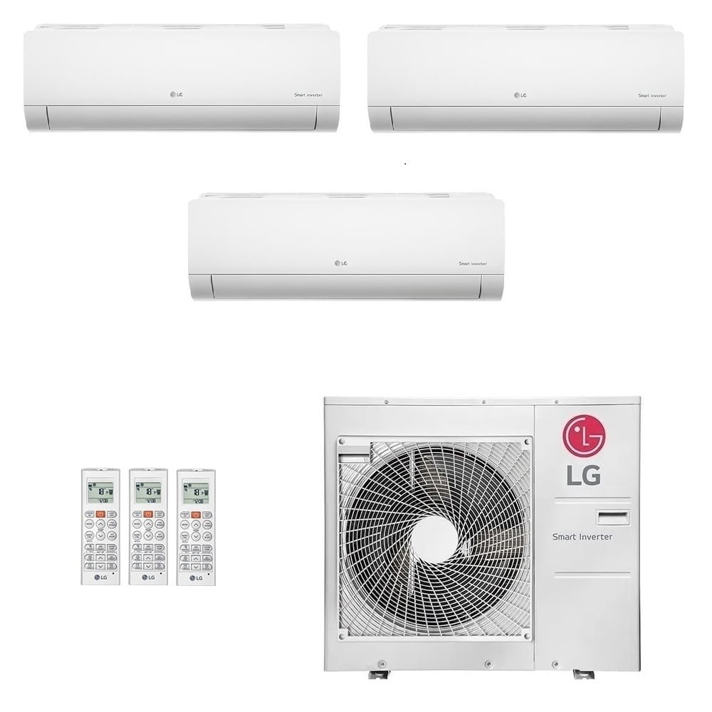 Ar-Condicionado Multi Split Inverter LG 30.000 BTUs (1x Evap HW 9.000 + 1x Evap HW 12.000 + 1x Evap HW 18.000) Quente/Frio 220V