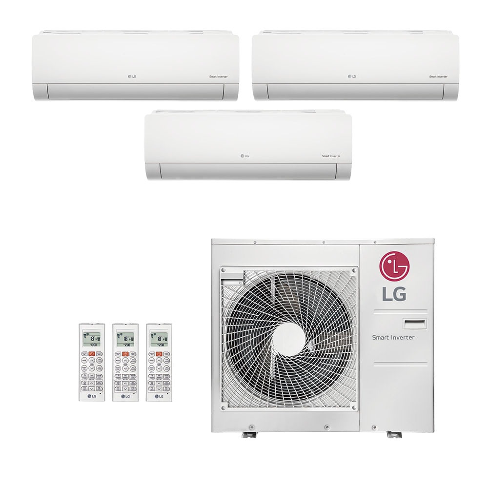Ar-Condicionado Multi Split Inverter LG 30.000 BTUs (1x Evap HW 9.000 + 1x Evap HW 12.000 + 1x Evap HW 24.000) Quente/Frio 220V