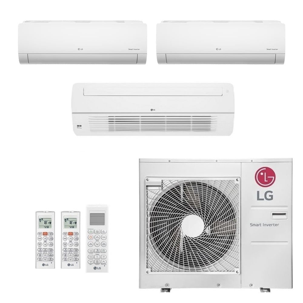 Ar-Condicionado Multi Split Inverter LG 30.000 BTUs (2x Evap HW 12.000 + 1x Evap Cassete 1 Via 18.000) Quente/Frio 220V