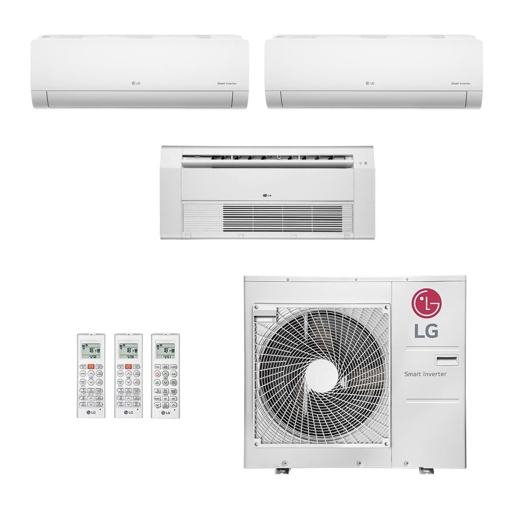 Ar-Condicionado Multi Split Inverter LG 30.000 BTUs (2x Evap HW 9.000 + 1x Evap Cassete 1 Via 18.000) Quente/Frio 220V