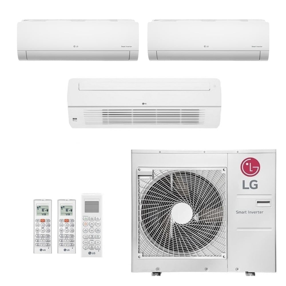 Ar-Condicionado Multi Split Inverter LG 30.000 BTUs (2x Evap HW 9.000 + 1x Evap Cassete 1 Via 24.000) Quente/Frio 220V