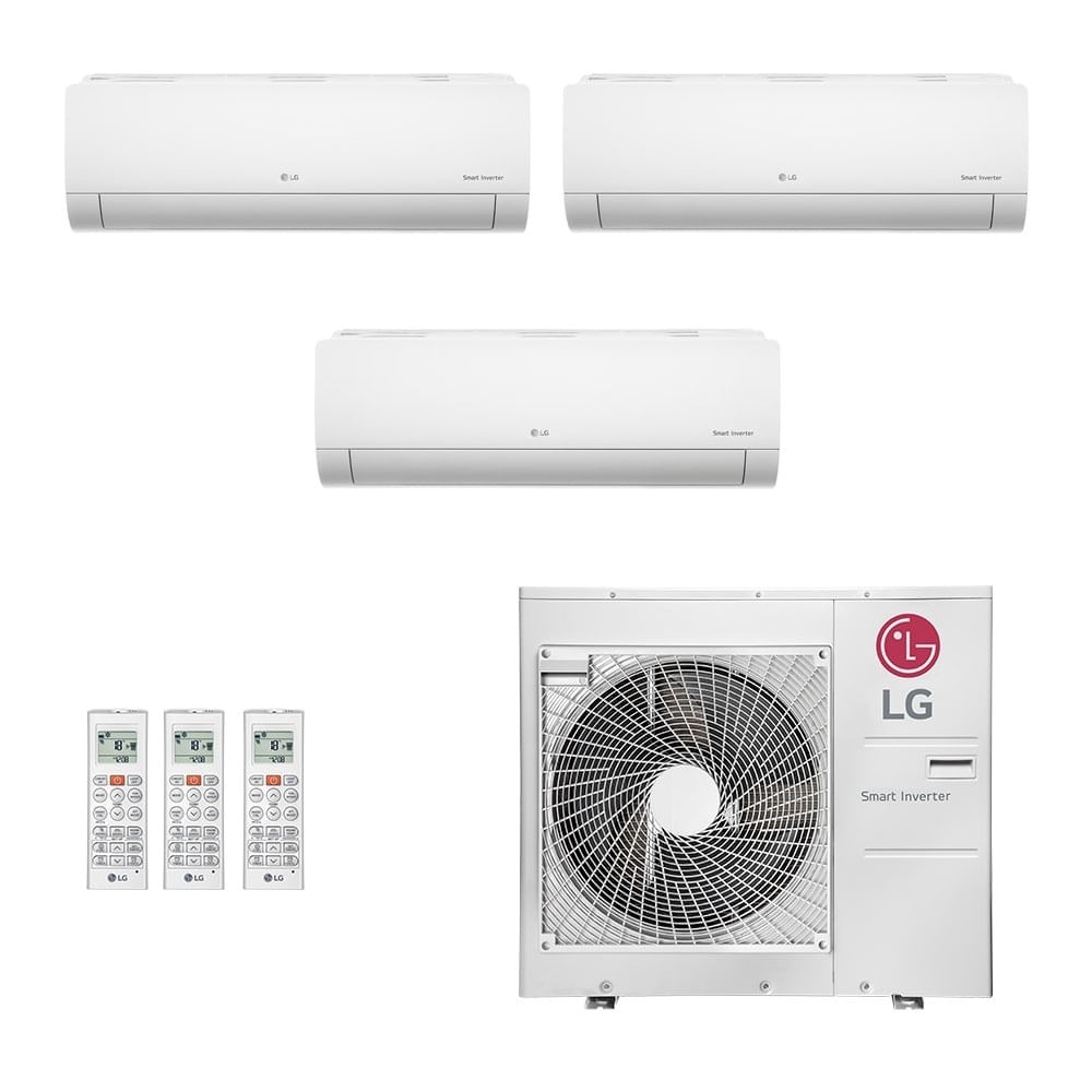 Ar-Condicionado Multi Split Inverter LG 30.000 BTUs (2x Evap HW 9.000 + 1x Evap HW 12.000) Quente/Frio 220V