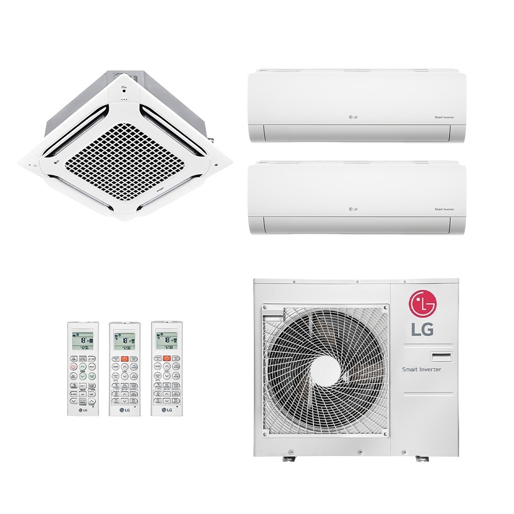 Ar-Condicionado Multi Split Inverter LG 36.000 (2x Evap HW 12.000 + 1x Evap Cassete 4 Vias 24.000) Quente/Frio 220V