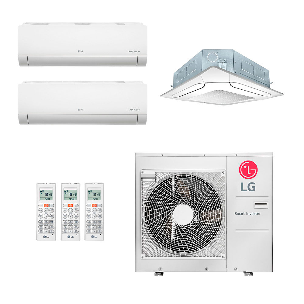Ar-Condicionado Multi Split Inverter LG 36.000 (2x Evap HW 12.000 + 1x Evap Cassete 4 Vias 24.000) Quente/Frio 220V