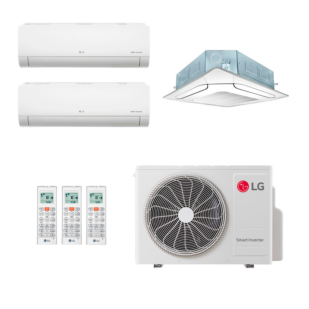Ar-Condicionado Multi Split Inverter LG 36.000 (2x Evap HW 9.000 + 1x Evap Cassete 4 Vias 24.000) Só Frio 220V