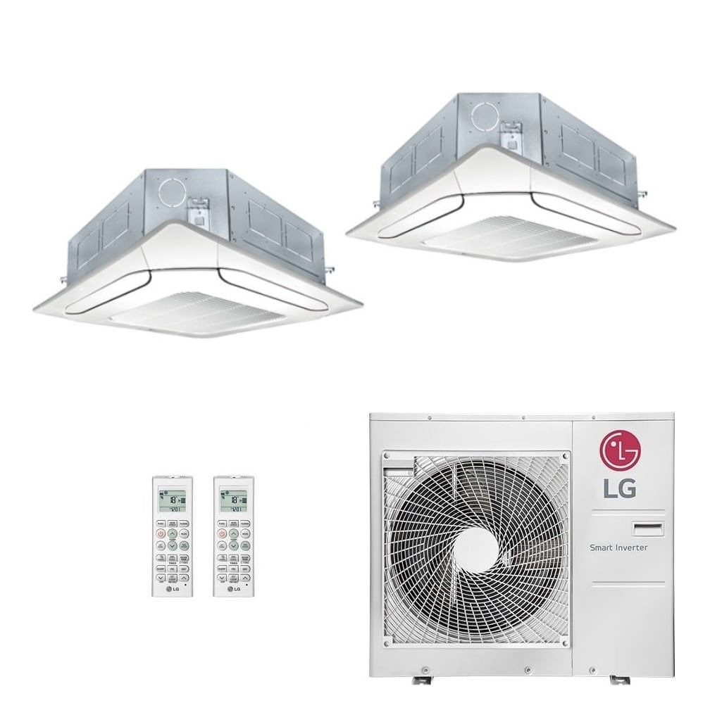 Ar-Condicionado Multi Split Inverter LG 36.000 BTUs (2x Evap Cassete 4 Vias 18.000) Quente/Frio 220V