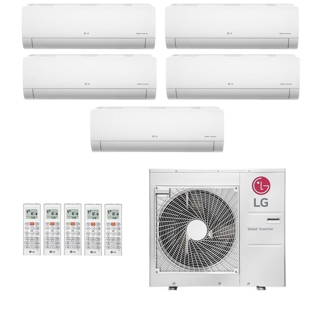 Ar-Condicionado Multi Split Inverter LG 36.000 BTUs (4x Evap HW 9.000 + 1x Evap HW 12.000) Quente/Frio 220V