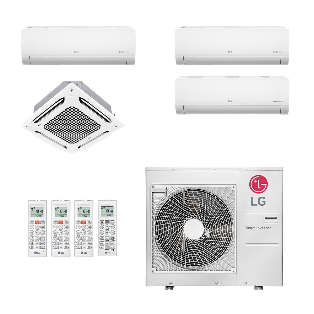 Ar-Condicionado Multi Split Inverter LG 48.000 (1x Evap HW 7.000 + 1x Evap HW 9.000 + 1x Evap HW 18.000 + 1x Evap Cassete 4 Vias 24.000) Quente/Frio 220V