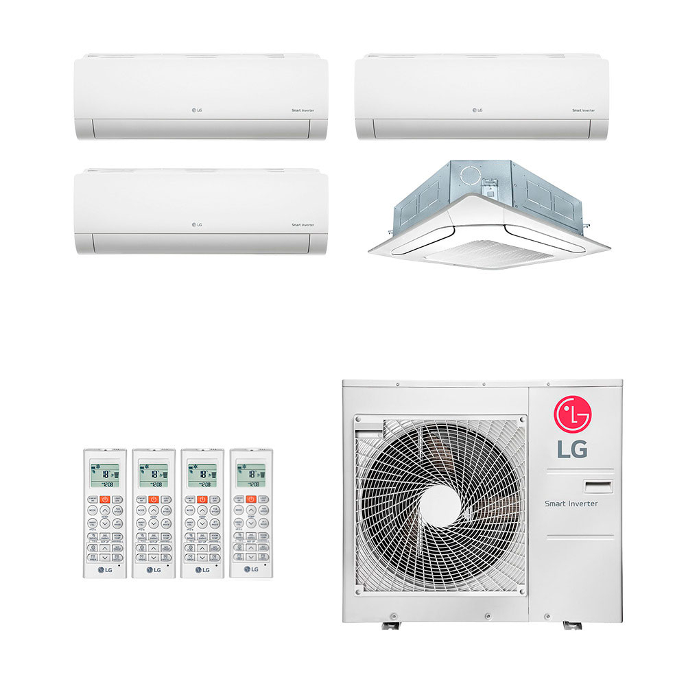 Ar-Condicionado Multi Split Inverter LG 48.000 (1x Evap HW 7.000 + 1x Evap HW 9.000 + 1x Evap HW 18.000 + 1x Evap Cassete 4 Vias 24.000) Quente/Frio 220V