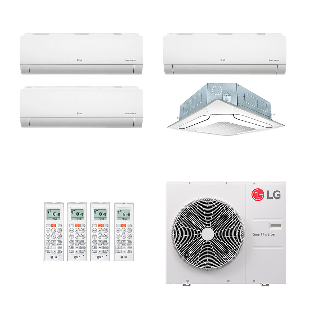 Ar-Condicionado Multi Split Inverter LG 48.000 (1x Evap HW 7.000 + 1x Evap HW 9.000 + 1x Evap HW 18.000 + 1x Evap Cassete 4 Vias 24.000) Só Frio 220V