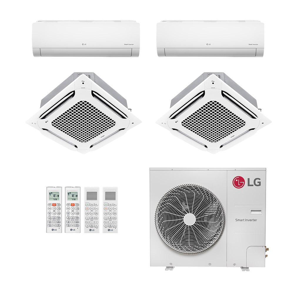 Ar-Condicionado Multi Split Inverter LG 48.000 (1x Evap HW 9.000 + 1x Evap HW 18.000 + 2x Evap Cassete 4 Vias 24.000) Só Frio 220V						