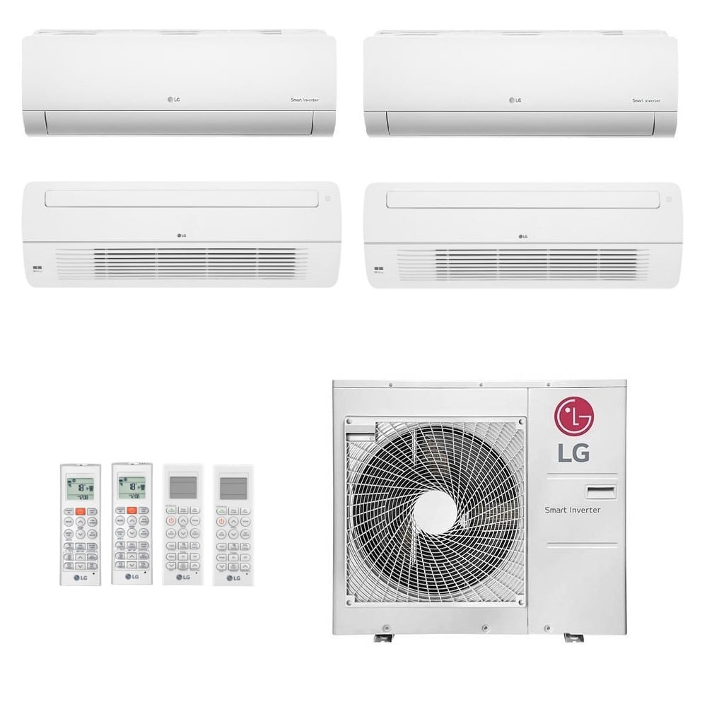 Ar-Condicionado Multi Split Inverter LG 48.000 (2x Evap HW 7.000 + 2x Evap Cassete 1 Via 18.000) Quente/Frio 220V