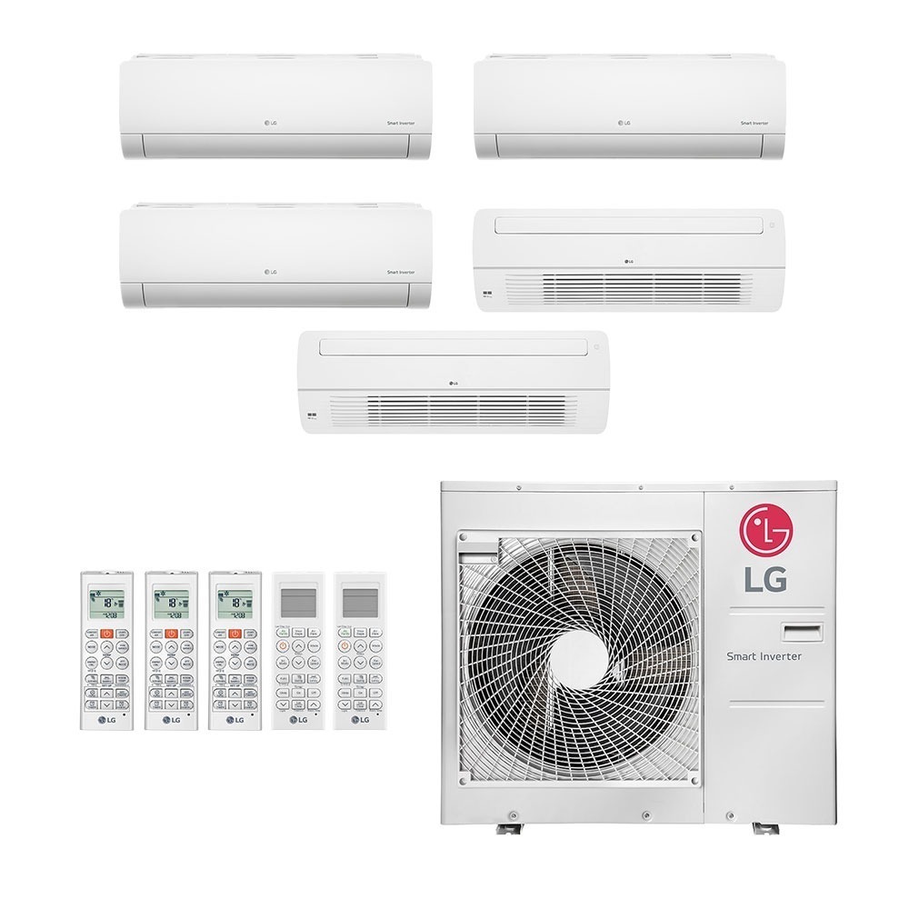 Ar-Condicionado Multi Split Inverter LG 48.000 (2x Evap HW 9.000 + 1x Evap HW 12.000 + 2x Evap Cassete 1 Via 18.000) Quente/Frio 220V