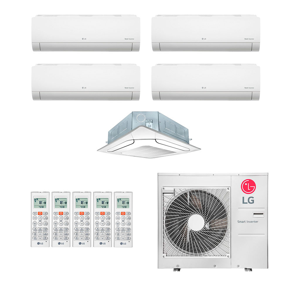 Ar-Condicionado Multi Split Inverter LG 48.000 (2x Evap HW 9.000 + 2x Evap HW 18.000 + 1x Evap Cassete 4 Vias 24.000) Quente/Frio 220V