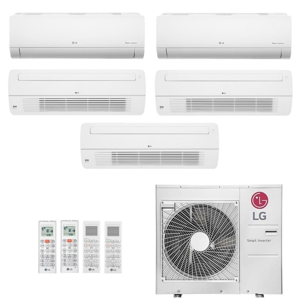 Ar-Condicionado Multi Split Inverter LG 48.000 (2x Evap HW 9.000 + 3x Evap Cassete 1 Via 18.000) Quente/Frio 220V