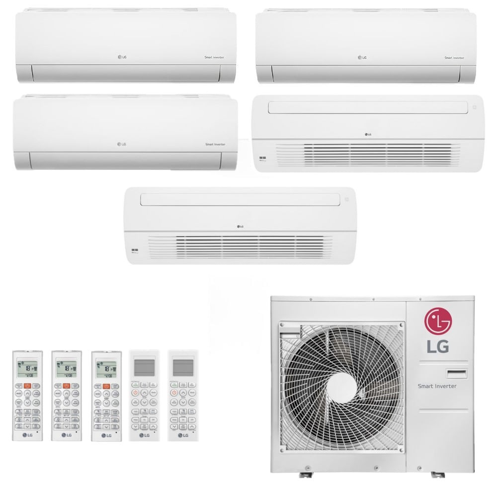 Ar-Condicionado Multi Split Inverter LG 48.000 (3x Evap HW 12.000 + 2x Evap Cassete 1 Via 18.000) Quente/Frio 220V