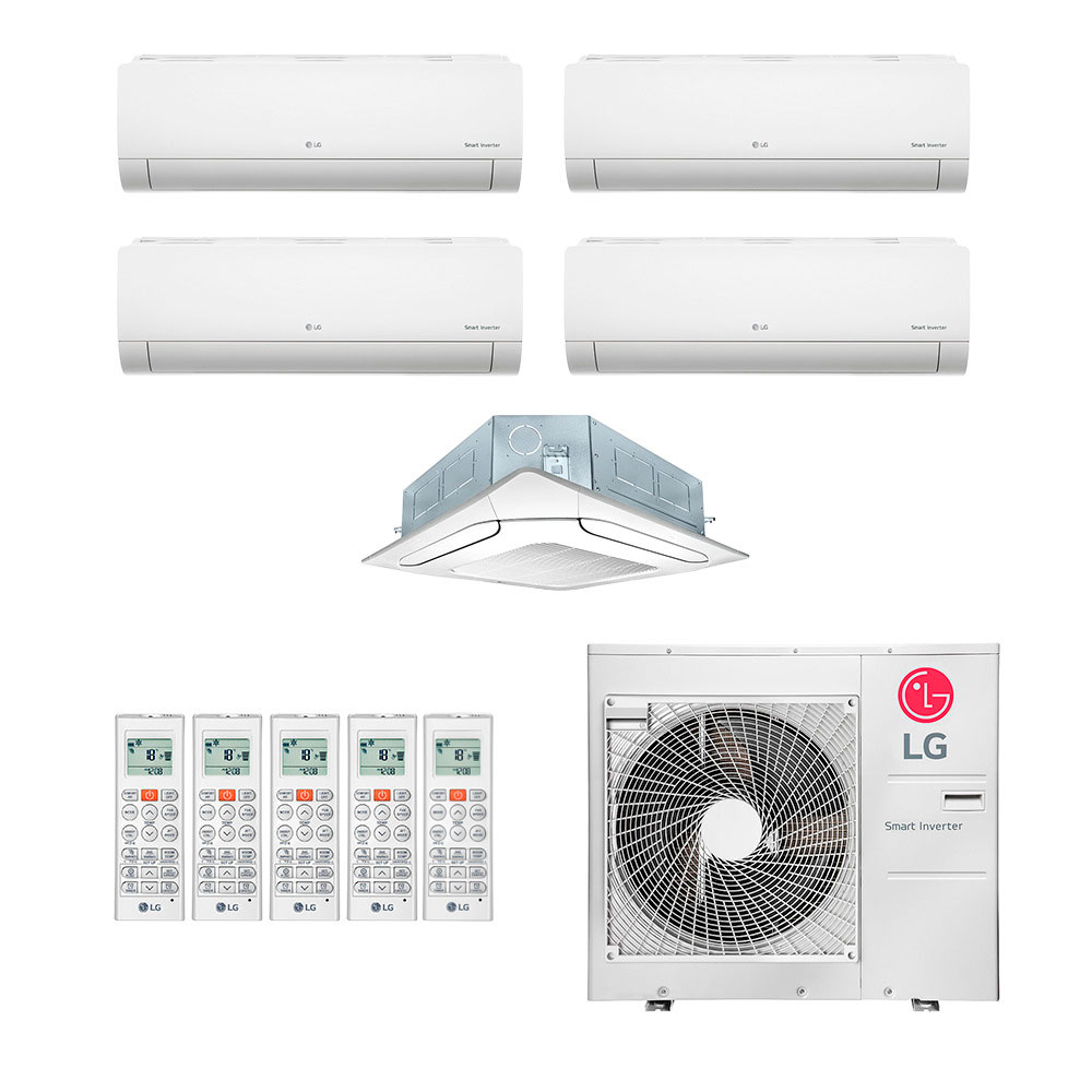 Ar-Condicionado Multi Split Inverter LG 48.000 (3x Evap HW 9.000 + 1x Evap HW 18.000 + 1x Evap Cassete 4 Vias 24.000) Quente/Frio 220V