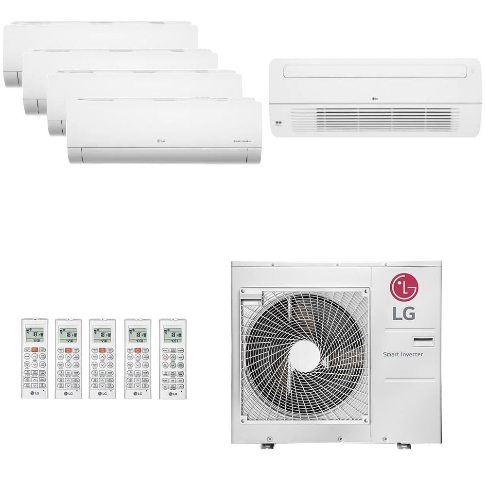 Ar-Condicionado Multi Split Inverter LG 48.000 BTUs (4x Evap HW 9.000 + 1x Evap Cassete 1 Via 18.000) Quente/Frio 220V