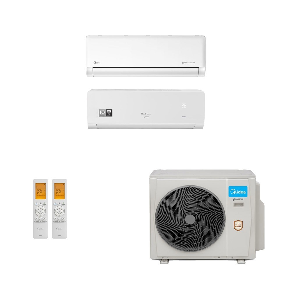 Ar-Condicionado Multi Split Inverter Midea 18.000 (1x Evap HW 9.000 + 1x Evap HW 12.000) Quente/Frio 220V								