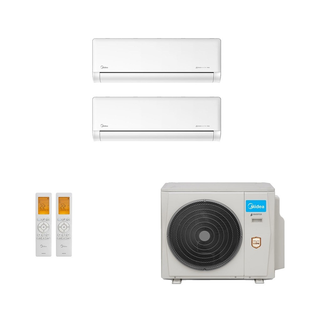 Ar-Condicionado Multi Split Inverter Midea 27.000 (1x Evap HW 12.000 + 1x Evap HW 18.000) Quente/Frio 220V