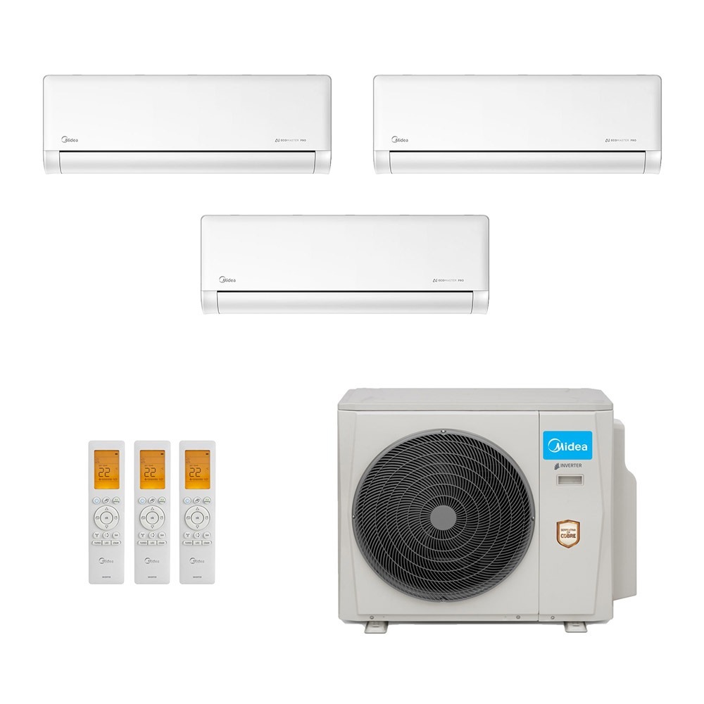 Ar-Condicionado Multi Split Inverter Midea 27.000 (2x Evap HW 9.000 + 1x Evap HW 12.000) Quente/Frio 220V								