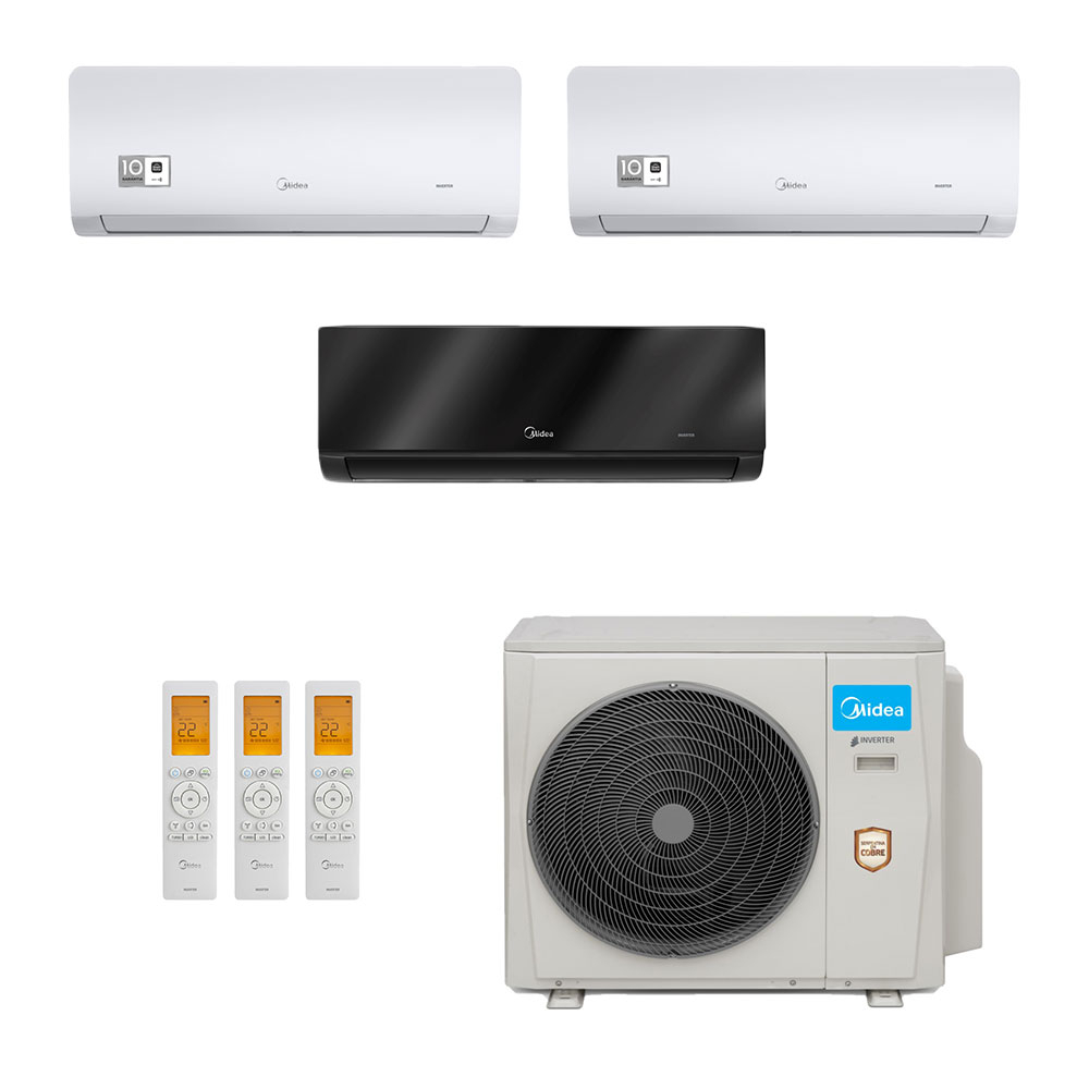 Ar-Condicionado Multi Split Inverter Midea 36.000 (1x Evap HW 9.000 + 1x Evap HW 12.000 + 1x Evap HW 24.000) Quente/Frio 220V