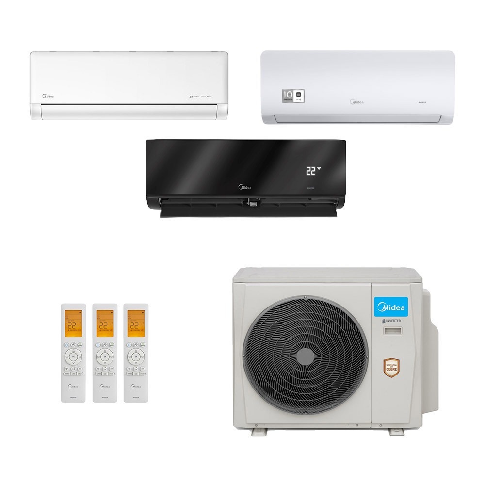 Ar-Condicionado Multi Split Inverter Midea 36.000 (1x Evap HW 9.000 + 1x Evap HW 12.000 + 1x Evap HW 24.000) Quente/Frio 220V								