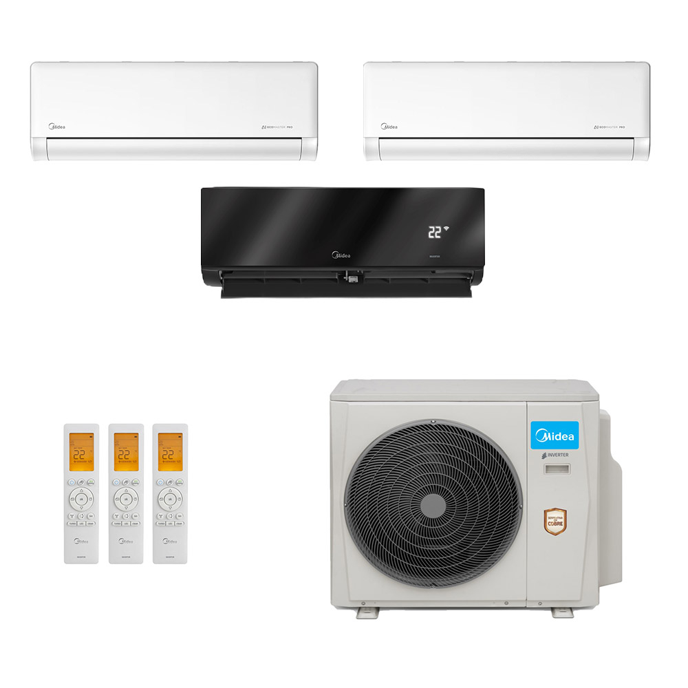 Ar-Condicionado Multi Split Inverter Midea 36.000 (1x Evap HW 9.000 + 1x Evap HW 12.000 + 1x Evap HW 24.000) Quente/Frio 220V								