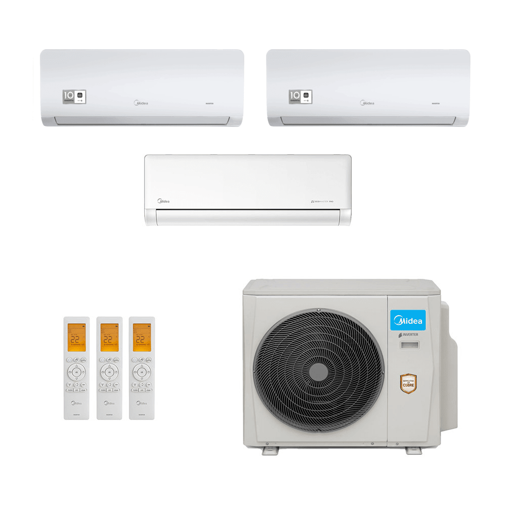 Ar-Condicionado Multi Split Inverter Midea 36.000 (2x Evap HW 12.000 + 1x Evap HW 18.000) Quente/Frio 220V								