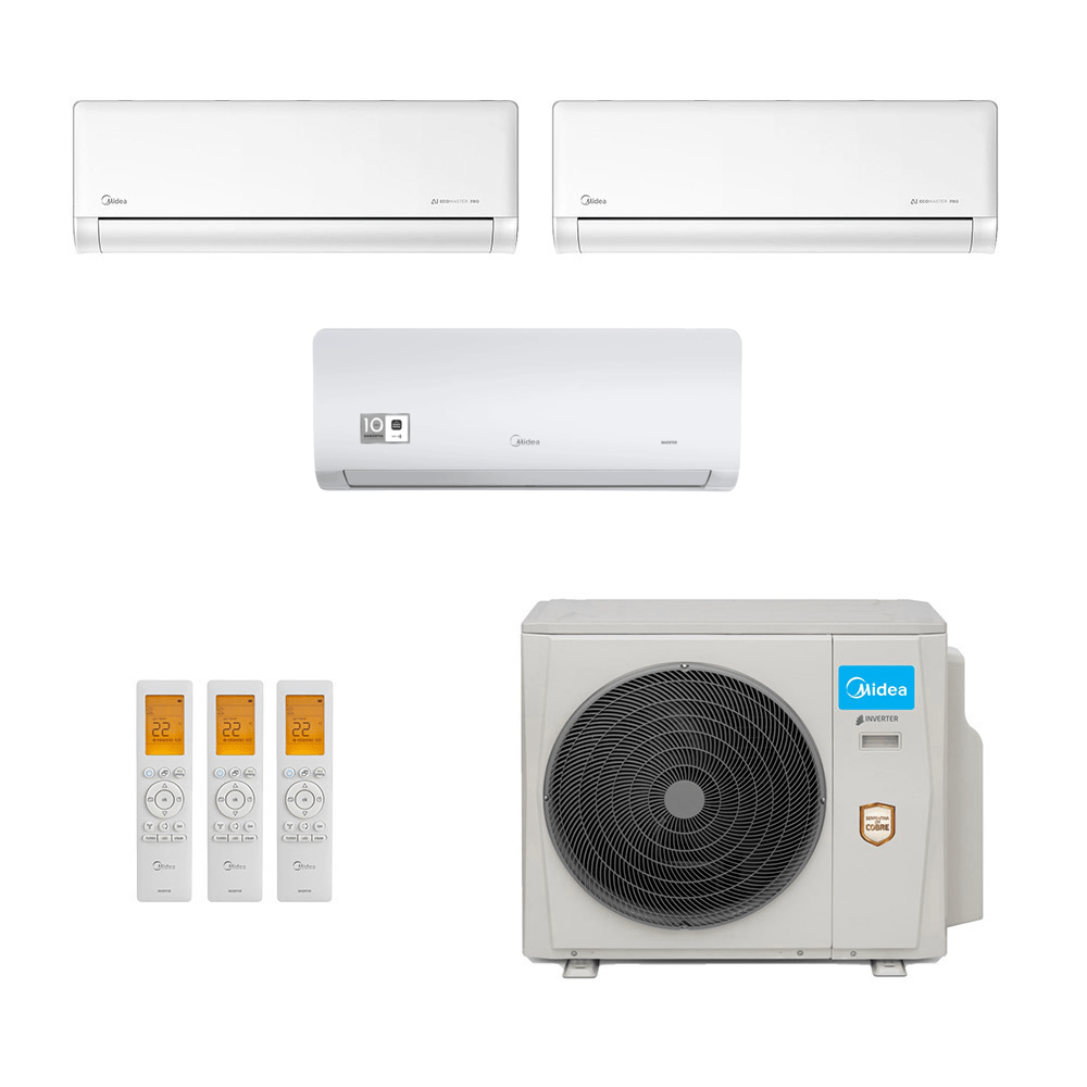 Ar-Condicionado Multi Split Inverter Midea 36.000 (2x Evap HW 9.000 + 1x Evap HW 24.000) Quente/Frio 220V