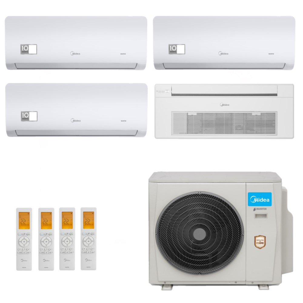 Ar-Condicionado Multi Split Inverter Midea 36.000 (3x Evap HW 9.000 + 1x Evap Cassete 1 Via 18.000) Quente/Frio 220V								