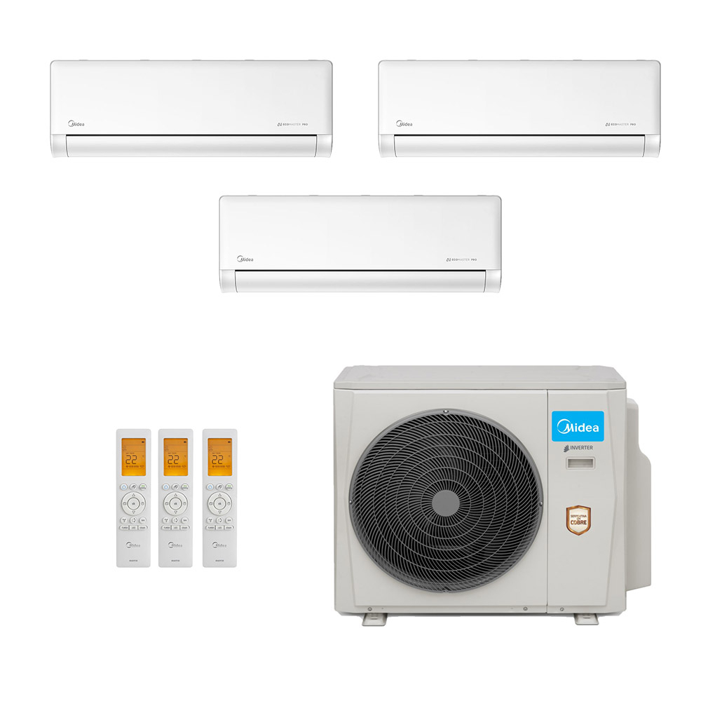 Ar-Condicionado Multi Split Inverter Midea 42.000 (2x Evap HW 12.000 + 1x Evap HW 24.000) Quente/Frio 220V