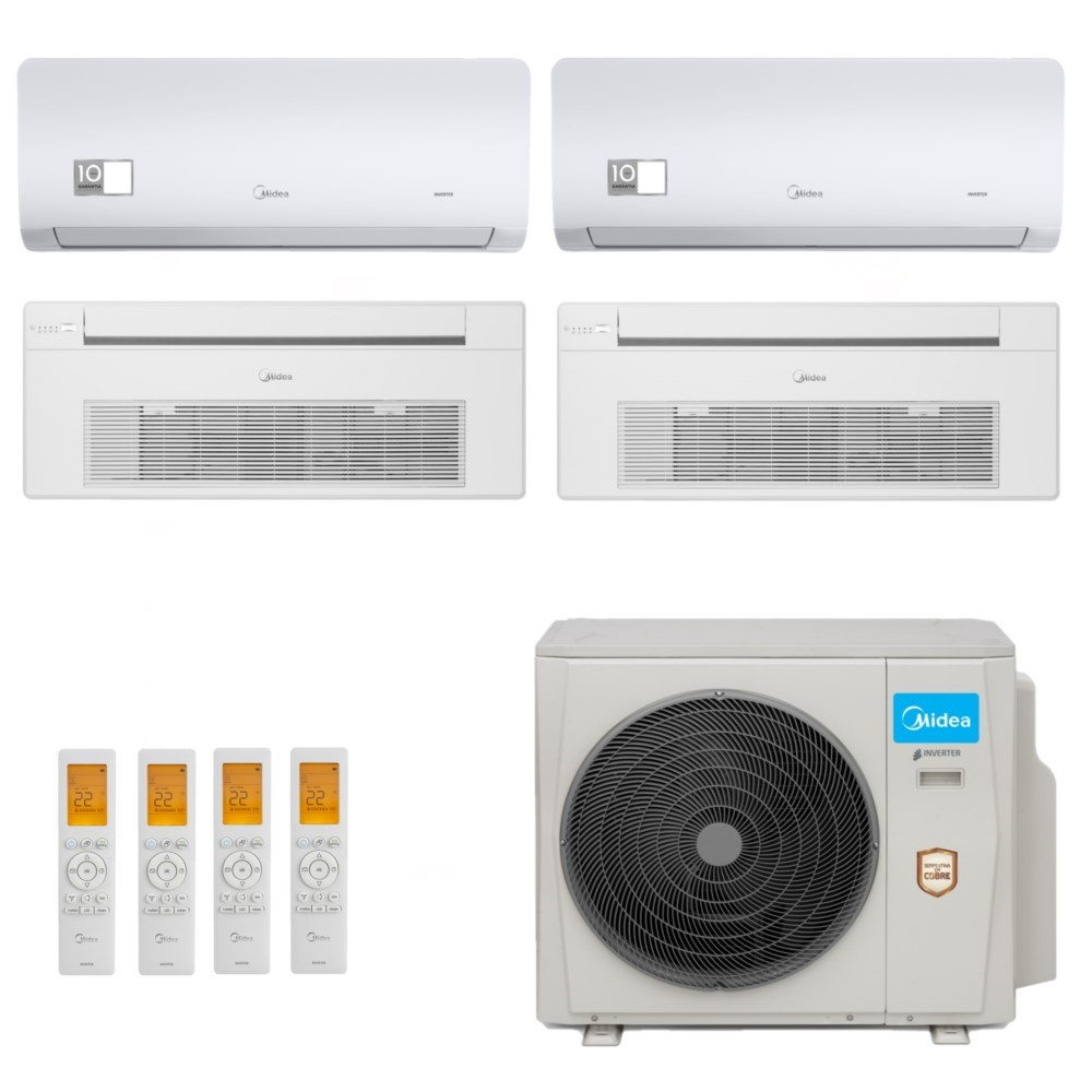 Ar-Condicionado Multi Split Inverter Midea 42.000 (2x Evap HW 9.000 + 2x Evap Cassete 1 Via 12.000) Quente/Frio 220V								