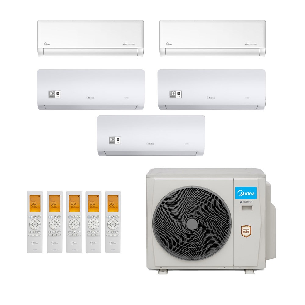 Ar-Condicionado Multi Split Inverter Midea 42.000 (2x Evap HW 9.000 + 3x Evap HW 12.000) Quente/Frio 220V Ar-Condicionado Multi Split Inverter Midea 42.000 (2x Evap HW 9.000 + 3x Evap HW 12.000) Quente/Frio 220V