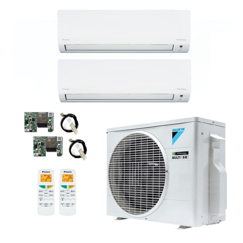 Ar-Condicionado Bi Split Inverter R-32 Daikin 18.000 (1x Evap HW 9.000 + 1x Evap HW 12.000) Só Frio 220V + Módulo Wi-Fi
