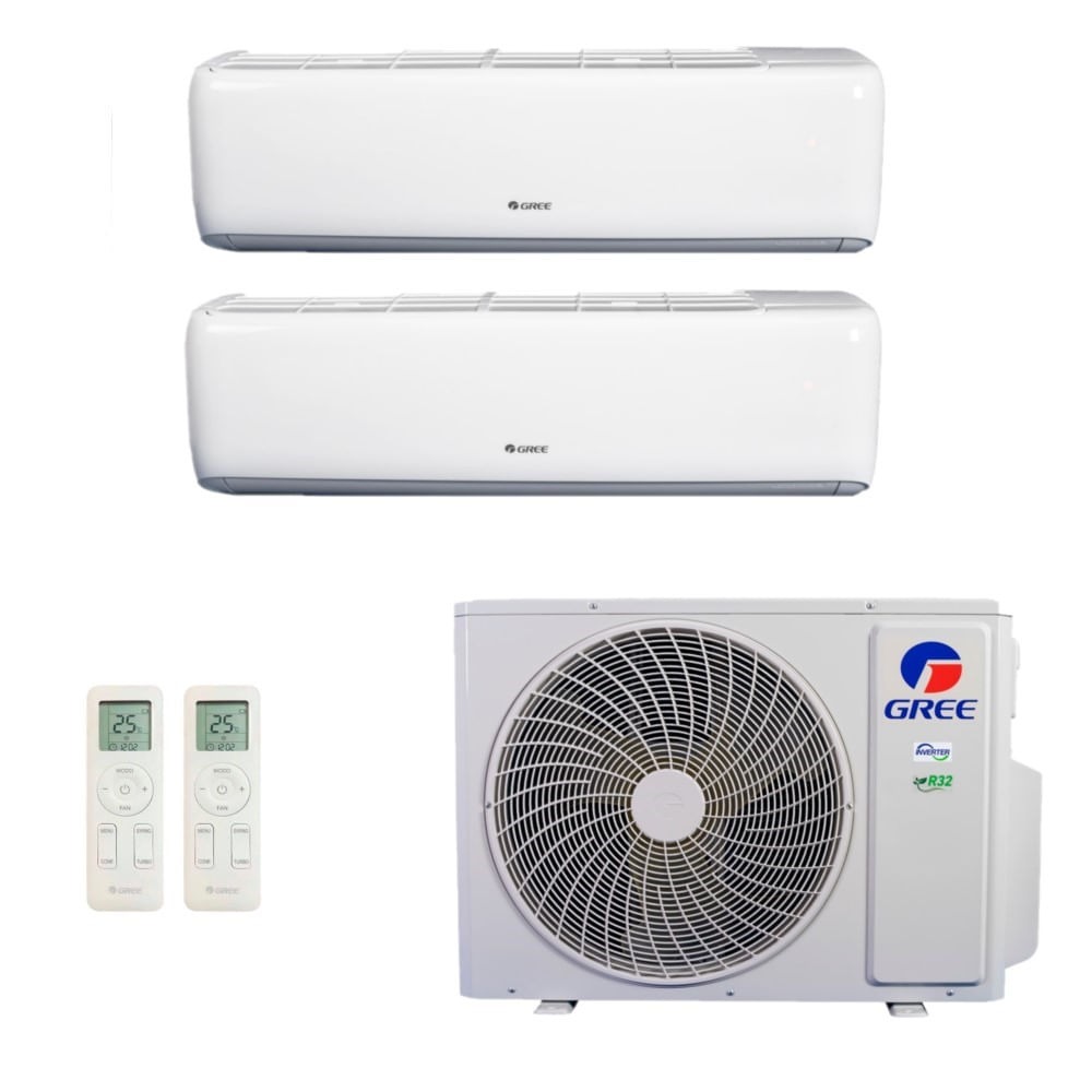 Ar-Condicionado Multi Split Inverter R-32 Gree 18.000 (1x Evap HW 9.000 + 1x Evap HW 12.000) Quente/Frio 220V Ar-Condicionado Multi Split Inverter R-32 Gree 18.000 (1x Evap HW 9.000 + 1x Evap HW 12.000) Quente/Frio 220V