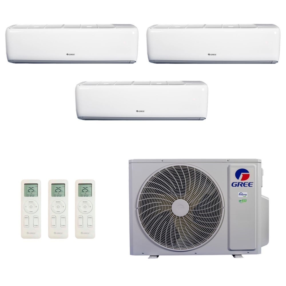 Ar-Condicionado Multi Split Inverter R-32 Gree 30.000 (2x Evap HW 12.000 + 1x Evap HW 18.000) Quente/Frio 220V