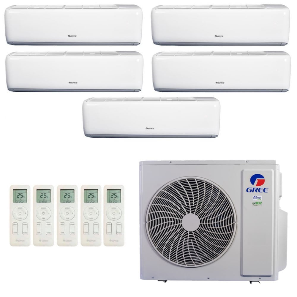 Ar-Condicionado Multi Split Inverter R-32 Gree 42.000 (4x Evap HW 9.000 + 1x Evap HW 24.000) Quente/Frio 220V