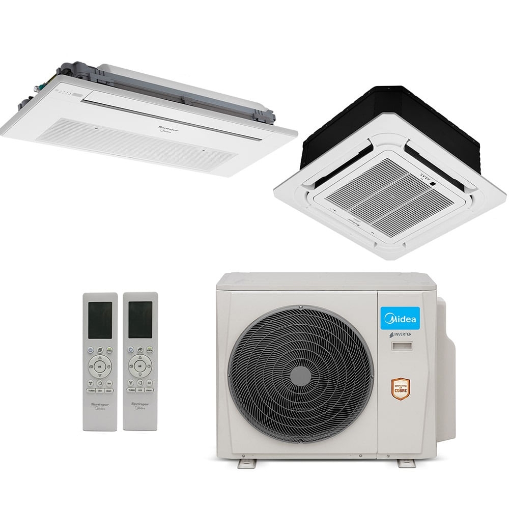 Ar-Condicionado Multi Split Inverter Midea 18.000 BTUs (1x Evap Cassete 1 Via 9.000 + 1x Evap Cassete 4 Vias 18.000) Quente/Frio 220V