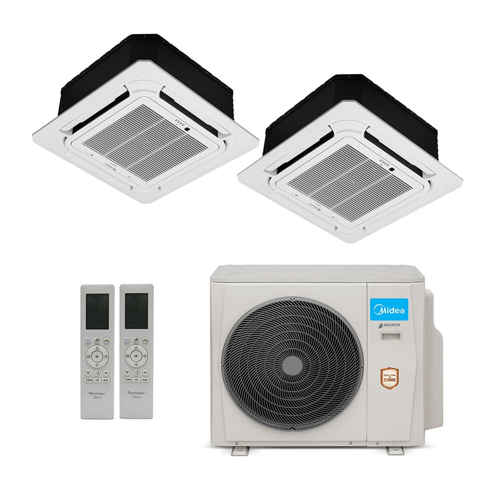 Ar-Condicionado Multi Split Inverter Springer Midea 18.000 BTUs (2x Evap Cassete 4 Vias 12.000) Quente/Frio 220V