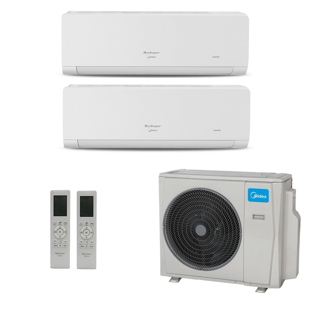 Ar-Condicionado Multi Split Inverter Springer Midea 27.000 BTUs (1x Evap HW 9.000 + 1x Evap HW 18.000) Quente/Frio 220V