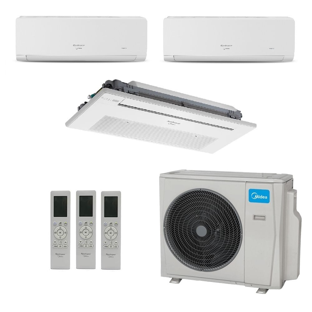 Ar-Condicionado Multi Split Inverter Springer Midea 27.000 BTUs (2x Evap HW 9.000 + 1x Evap Cassete 1 Via 9.000) Quente/Frio 220V