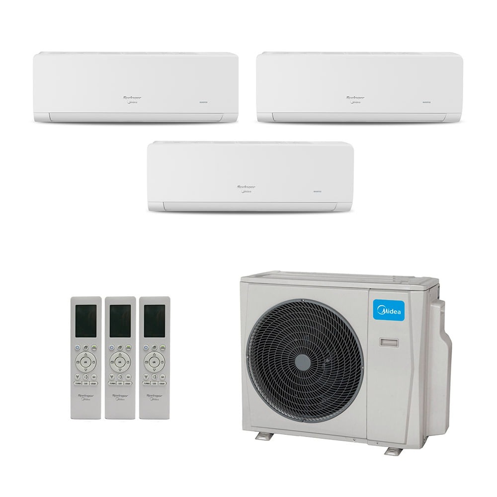 Ar-Condicionado Multi Split Inverter Midea 36.000 (1x Evap HW 9.000 + 1x Evap HW 12.000 + 1x Evap HW 24.000) Quente/Frio 220V